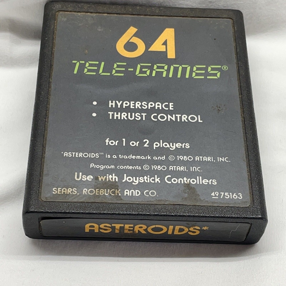 Asteroids "64 Tele-Games" Cartridge For Atari 2600‎ - Used, Untested, Sears